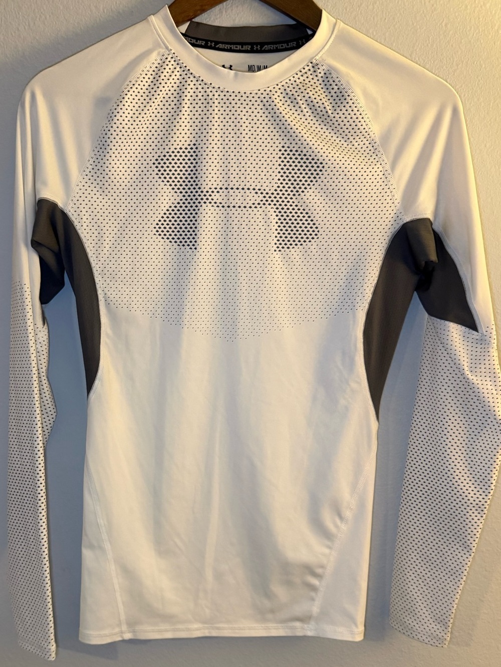 Under Armour White & Gray Performance Long Sleeve Compression Top